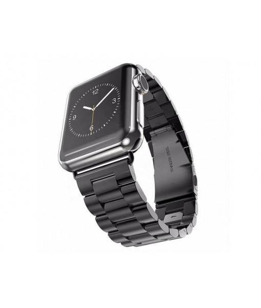 Curea Ceas Watchband, Apple Watch 1/2/3/4/5/6/7/SE (38/40/41mm) Metalic, Negru
